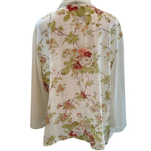 Soft Surroundings Open Front White Floral Draped Cardigan Large Lightweight - Picture 4 of 5